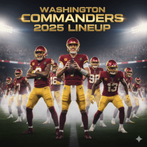 Washington Commanders 2025 team lineup featuring star players.